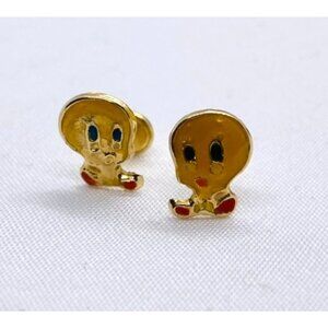 14K Yellow Gold Tweety Baby Earring Studs